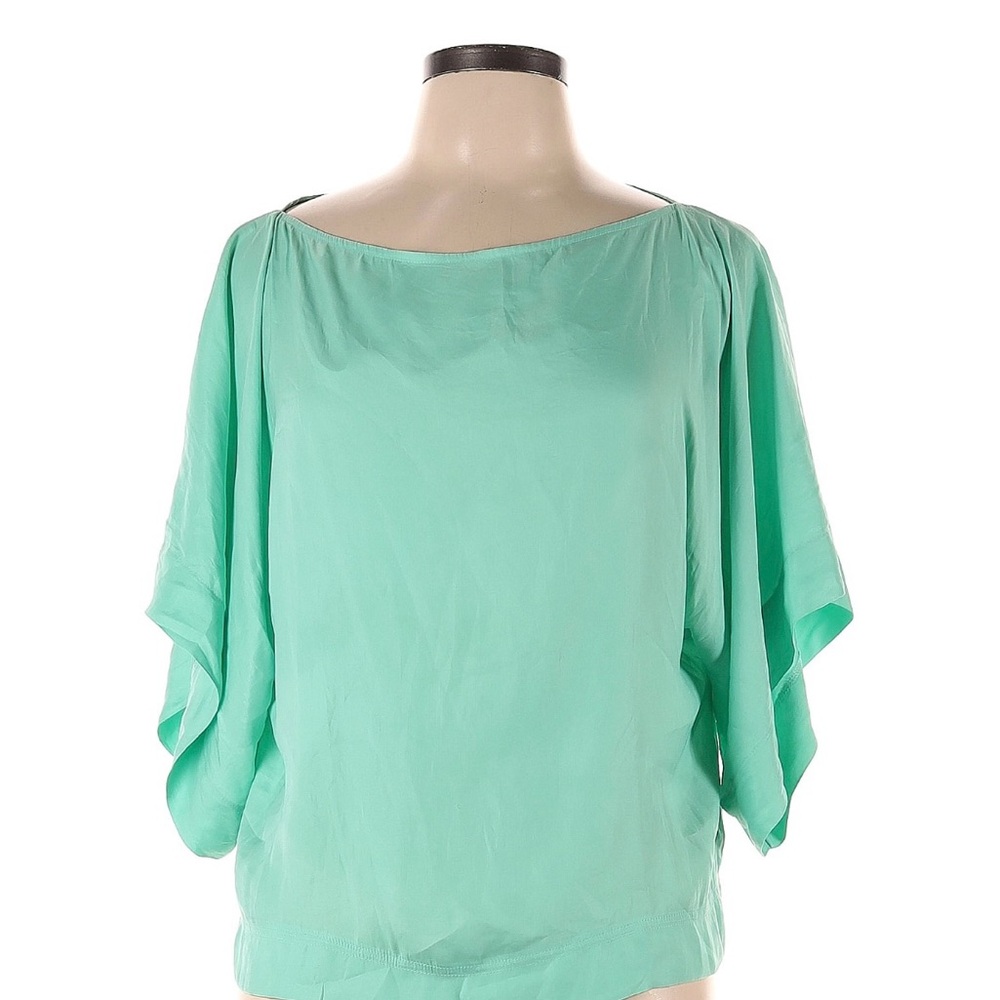 Zara Green Asymmetrical Blouse with Relaxed Kimono Sleeves